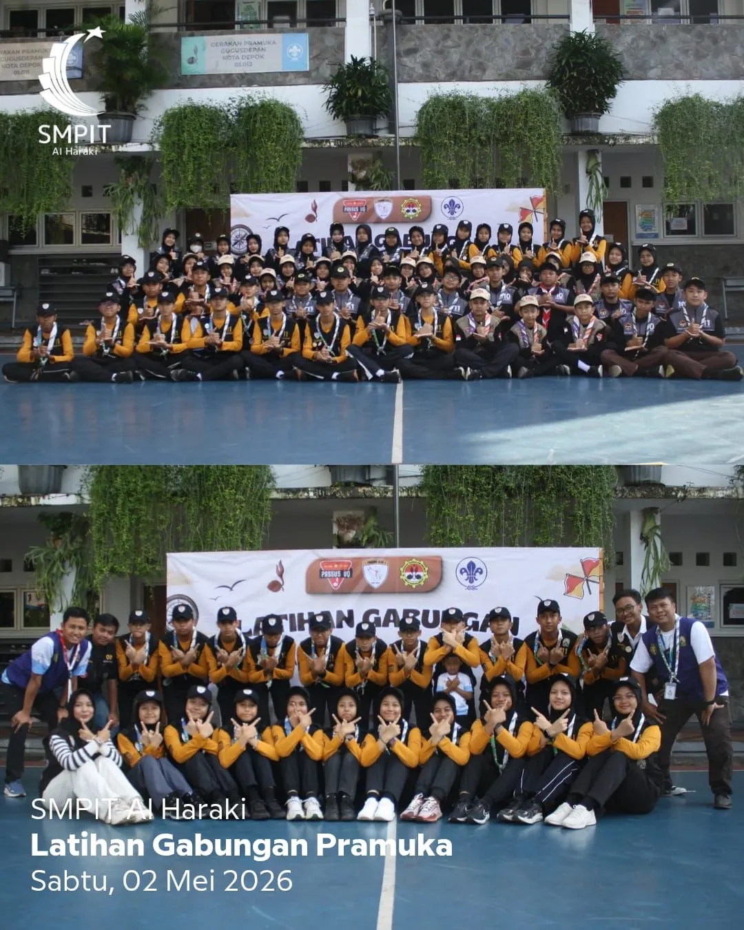 Foto bersama peserta di depan spanduk kegiatan latihan gabungan